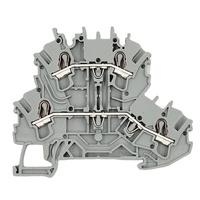 Morsetto a gabbia passante a doppio terminale grigio con innesto rapido per guida DIN 2.5mm², nuovo di zecca, originale tedesco, disponibile in magazzino (2002-2201)