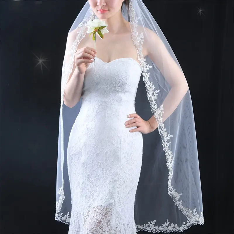 Jancember YL021 Vintage Quality Vintage Lace White Bridal Wedding Veils Accessories