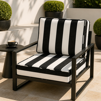 Coussins de chaise en mousse pleine noire et blanche pour l'extérieur, patio, salon, imperméables, amovibles, lavables, durables, toutes saisons