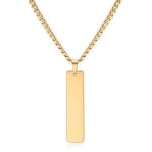 Collar Largo de Acero Inoxidable con Colgante Rectangular Liso de 40 mm para Uso Diario en Plata, Oro y Negro - Product Image 4