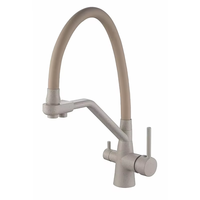 Robinet de cuisine moderne à double poignée en laiton, mitigeur chaud/froid avec filtre, finition brossée, robinet en céramique