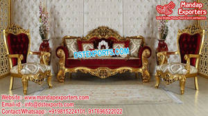 Ensemble canapé de mariage antique musulman asiatique canapé de scène de mariage arabe avec chaises ensemble de meubles anciens en bois sculpté - Product Image 2