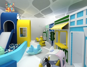 Aire de jeux intérieure pour enfants, équipement de jeu de rôle de ville, aire de jeux intérieure souple avec toboggan et piscine à balles avec route - Product Image 3