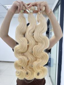 Extensions de cheveux brésiliens blonds 613 de 32 pouces, double trame, lisses, style bouclé blond miel, mèches de cheveux humains pour tissage - Product Image 3