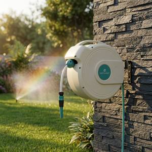 GARTENKRAFT Carrete <span class=keywords><strong>de</strong></span> <span class=keywords><strong>Manguera</strong></span> <span class=keywords><strong>de</strong></span> Jardín Retráctil Automático <span class=keywords><strong>de</strong></span> 30M para Montar en Pared con <span class=keywords><strong>Manguera</strong></span> <span class=keywords><strong>de</strong></span> Triple Capa y Boquilla <span class=keywords><strong>de</strong></span> Pulverización - Product Image 1
