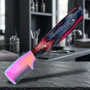 ASAP BEAUTY PAKISTAN ABP-1060 Tondeuse à cheveux en acier inoxydable avec manche en bois multicolore et peigne de dégradé à dents CNC durcies de 3 pouces - Product Image 3
