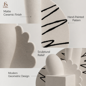 <span class=keywords><strong>Set</strong></span> di Vasi per Fiori in Ceramica Geometrici Astratti Minimalisti Jossin in Bianco Opaco per Decorazione da Tavolo e Mensole - Product Image 6