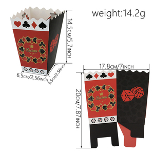 Caja de papel de palomitas de maíz con diseño de póquer para película, contenedor de palomitas de maíz para aperitivos nocturnos, soportes de palomitas de maíz para decoraciones de fiesta, Carnaval - Product Image 2