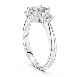 Anillo Elegante Clásico de Princesa con Tres Piedras, Anillo con Halo de Diamantes, Plata de Ley 925, Regalo de Aniversario o Boda - Product Image 4