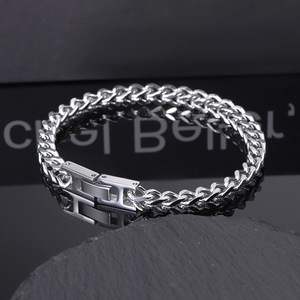Nuevo Modelo <span class=keywords><strong>de</strong></span> Verano: Pulsera Cubana <span class=keywords><strong>de</strong></span> Acero Inoxidable Estilo Hip-Hop para Hombre con Imponente Cierre Plegable Franco - Product Image 4