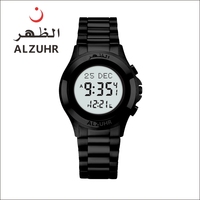 Elegant digit jam tangan azan Pria Wanita, arloji stainless steel kompas otomatis untuk lelaki 504