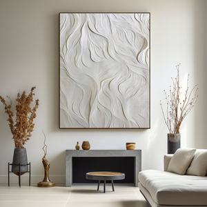 Peinture à l'huile minimaliste faite à la main encadrée, art mural pour la décoration intérieure rétro-moderne - Product Image 4