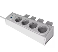 Multiprise standard européenne à 4 prises avec 2 ports USB, interrupteur, fixation par clip, à placer sous le bureau pour le bureau, la maison, l'espace de travail