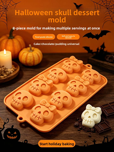 Moule à gâteau en silicone de qualité alimentaire en forme de crâne pour Halloween, grand moule de cuisson d'Halloween avec moule crâne pour chocolat, bonbons, gelée, glace - Product Image 2