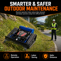 Tondeuse robotisée industrielle à commande à distance facile avec lame à neige et bac de ramassage, moteur essence 225cc, 1500W, GPS, 60L