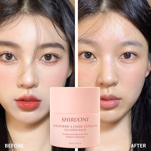 Bálsamo Limpiador Facial Vegano Orgánico Transparente con Extracto de Frutas (Cereza y Fresa), Control de <span class=keywords><strong>Grasa</strong></span> y Desmaquillante en <span class=keywords><strong>Crema</strong></span>, Marca Blanca - Product Image 4