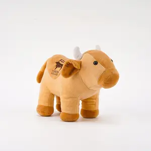 定制刺绣标志工厂销售牛牛专横毛绒动物玩具牛毛绒