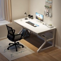 Escritorio de Computadora Metálico Rectangular Simple para el Hogar, Estudio u Oficina, Mesa de Escritorio Pequeña para Estudiantes y Uso en el Dormitorio