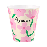 Vasos de Plástico PP con Diseño Floral de Dibujos Animados al por Mayor, 300ml 90mm, Proceso IML, Temática de Primavera, Tapas Esmeriladas Engrosadas, Marca Personalizada, para Té con Leche
