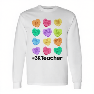 Camiseta de manga larga con corazones de San Valentín para profesores, ropa escolar, 3K Teacher - Product Image 2