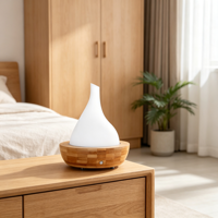 Diffuseur d'arômes ultrasonique à grain de bois 200 ml, 9 W, faible consommation, lumière LED 7 couleurs, humidificateur d'huiles essentielles pour chambre à coucher