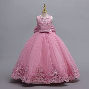 Abito da festa senza maniche <span class=keywords><strong>in</strong></span> <span class=keywords><strong>tulle</strong></span> MQATZ per bambine, scollo rotondo, motivo floreale con bordo <span class=keywords><strong>in</strong></span> pizzo, ispirato alle principesse, abbigliamento boutique per bambini - Product Image 1