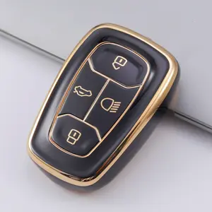 Hot selling auto smart key cover tpu golden edge Tata car interior key protection case car key cover for Indian Tata cars