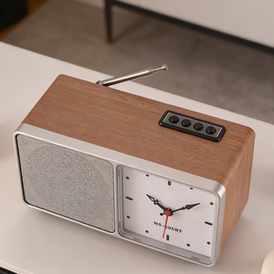 Haut-parleur sans fil rétro, radio FM multibandes, fente USB/TF, horloge décorative, sortie 5W, <span class=keywords><strong>batterie</strong></span> rechargeable - Product Image 6