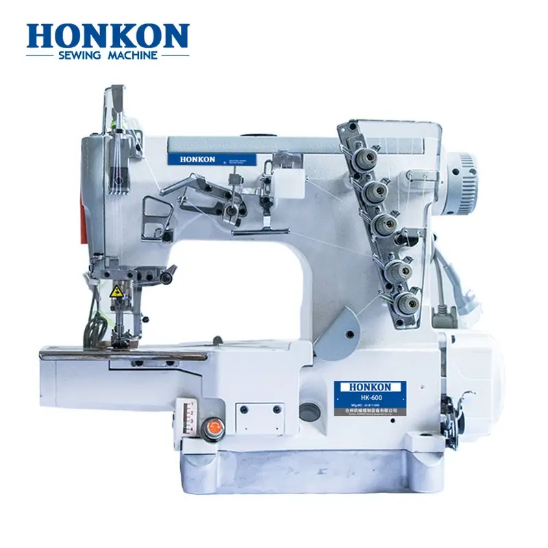 HK 600 Direct DRIVE HIAH Speed CYLINDER ARM Small Flat Bed INTERLOCK SEWING Machine 5mm Max. Sewing Thickness HONKON