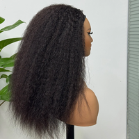 Vente en Gros Demi-Perruque Cheveux Humains Raides Crépu Faite à la Machine Naturel Yaki pour Femmes