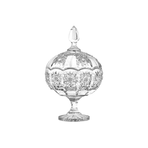 Centrotavola in vetro con coperchio, piatto decorativo in cristallo per feste e decorazioni da tavola - Product Image 1