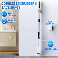 Brosse de nettoyage électrique rotative 4-en-1, étanche, sans fil, avec recharge USB-C, en ABS+PP