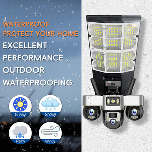 Caméra solaire Wifi ShooCam 12MP, projecteur solaire LED extérieur, lampe de rue solaire avec caméra de sécurité solaire CCTV 4G extérieure à <span class=keywords><strong>360</strong></span> degrés - Product Image 3