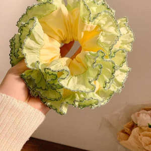 ยางรัดผมสีเหลืองดีไซน์สวยงาม แบบยืดหยุ่น สำหรับผู้หญิงและเด็กผู้หญิง แบบสองชั้นขนาดใหญ่ - Product Image 5