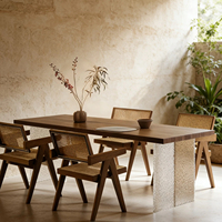 Table à manger en acrylique et frêne, bureau suspendu de style antique, table de réception atmosphérique à plateau large, table à thé en bois massif au design artistique, table longue en bois de frêne