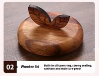 Pot de conservation en verre rayé avec couvercle en bois et cuillère en acier inoxydable pour herbes, épices et aliments, livraison directe, léger