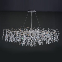 Lustre artistique créatif en forme de goutte de pluie, salon, salle à manger, luxe, branche d'arbre dorée, lustre en cristal