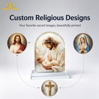 Plaque religieuse en cristal imprimée UV Jésus avec l'Enfant, souvenir d'église pour baptême, communion, dévotion, cadeau de cérémonie