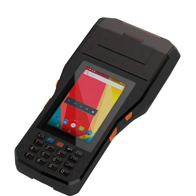 Rugged Industrial 4G Android Wifi PDA 4 Inch for Bluetooth Handheld POS Terminal Built-in 80mm Receipt Bill Printer Barcode Scan