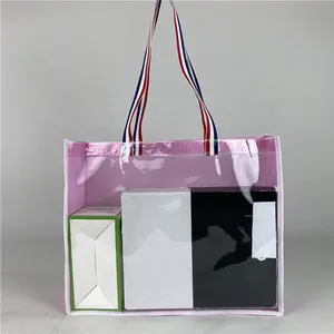 Borsa in pvc trasparente con logo personalizzato trapunta in pvc borse con logo in pvc grande borsa olografica in plastica pvc glassata