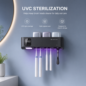 Auto Sensing UVC <b>Toothbrush</b> Sanitizers Detachable Warm Drying <b>Toothbrush</b> <b>Holder</b> with Time Display and Night Light - Product Image 5