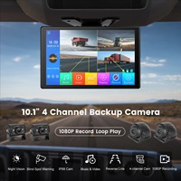 Moniteur de camion à écran tactile HD filaire de 10,1 pouces, caméra de surveillance 4 canaux, détection d'angle mort BSD, écran de voiture