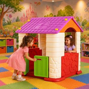 Casa de Juegos Infantil de Último Diseño con Techo Morado y Puertas Verdes Estilo Guayabera para Niños Pequeños, Sala de Juegos, Guardería, Jardín de Infancia - Product Image 3