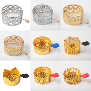 Panier à charbon décoratif en métal ajouré à motifs floraux pour chicha, porte-charbon universel pour narguilé, accessoire de fumée - Product Image 6