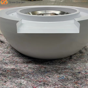 White Corten Steel Firepit <b>Heater</b> with Pool Waterfall & Poker-Eco-Friendly Remote Control Outdoor Decor - Product Image 4