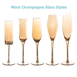 210ml Electroplated Amber <strong>Champagne</strong> <strong>Flute</strong> Glasses Thin Stem Hand Blown <strong>Champagne</strong> Glass in Wooden Gift Box - Product Image 3