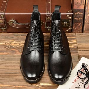 Botas de Tobillo de Cuero Genuino Personalizadas para Hombre, con Cordones, Casuales, de Goma, Impermeables, Transpirables, con Tacones que Aumentan la Altura, para Verano - Product Image 6