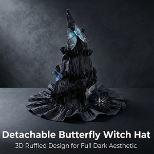 Sombrero de Bruja de Halloween Lu Lingyao, Negro Texturizado con Mariposa, Talla Única, Estilo Gótico Oscuro, Accesorio para Fiesta - Product Image 4