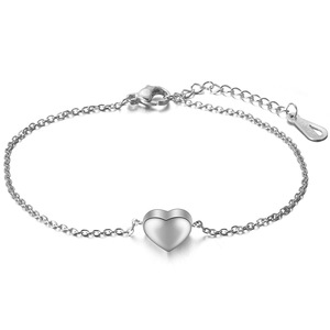 Bracelet avec pendentif en forme de cœur, 11 mm, acier inoxydable 304 poli, bijoux unisexes, cadeau - Product Image 1