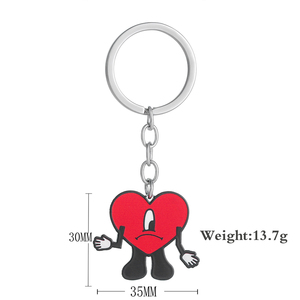 Nhà Máy Có Thể Tùy Chỉnh Xấu Thỏ Phim Hoạt Hình Trái Tim Màu Đỏ Vòng Cổ Và Keychain Tim Mắt Hợp Kim Mặt Dây Chuyền Áo Len Chuỗi - Product Image 3